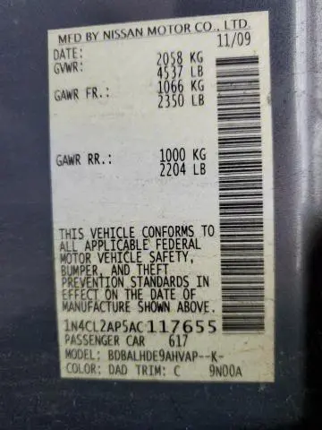 2010 NISSAN ALTIMA HYBRID  