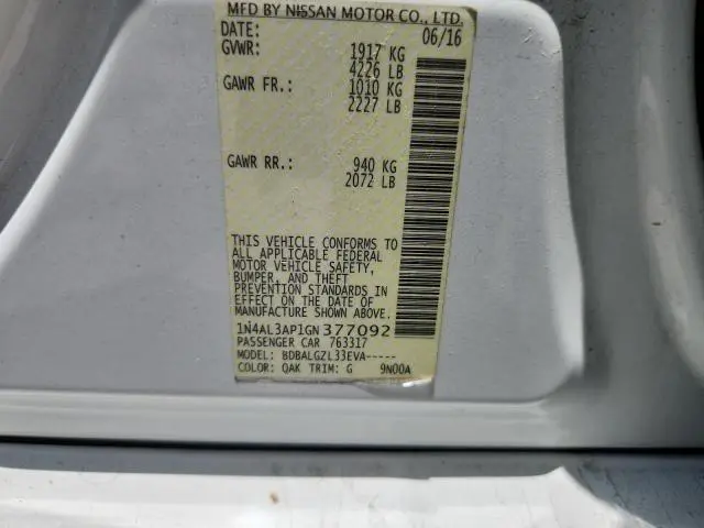 2016 NISSAN ALTIMA 2.5  