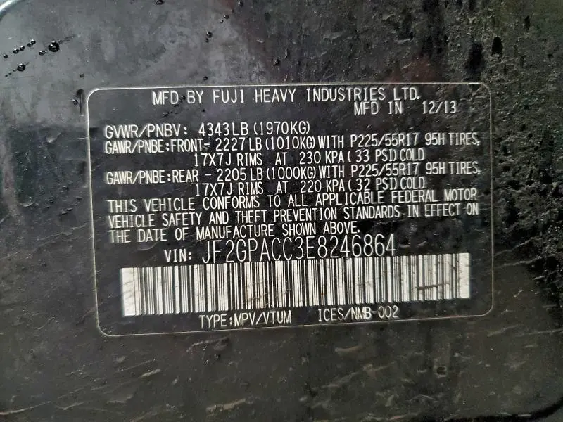 2014 SUBARU XV CROSSTREK 2.0 PREMIUM  