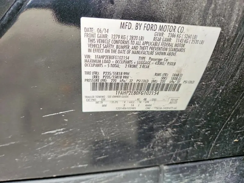 2015 FORD TAURUS SEL  