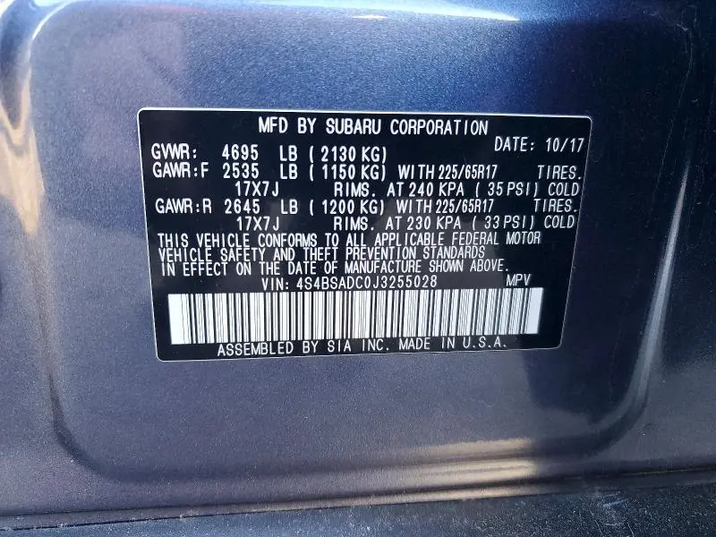 2018 SUBARU OUTBACK 2.5I PREMIUM  