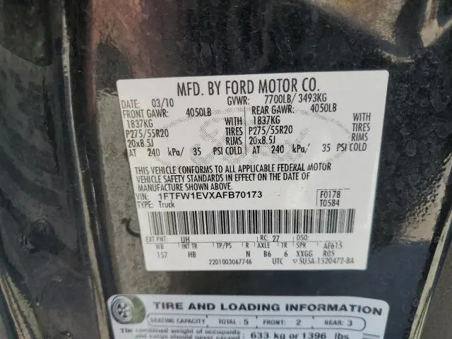 2010 FORD F150 SUPERCREW
