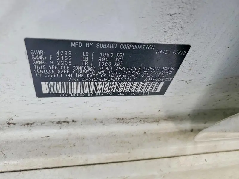 2022 SUBARU IMPREZA SPORT  