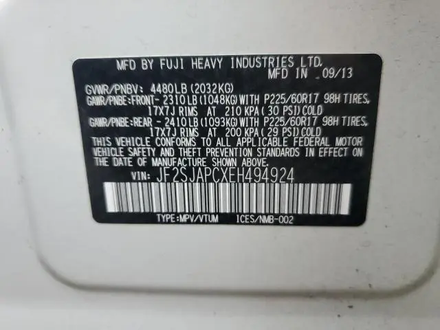 2014 SUBARU FORESTER 2.5I TOURING  