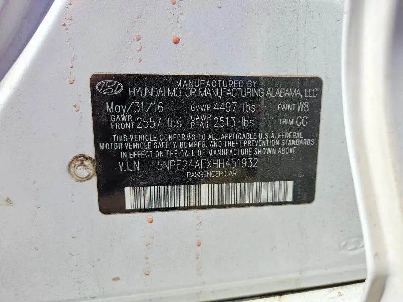 2017 HYUNDAI SONATA SE  