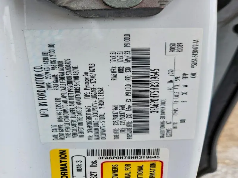 2017 FORD FUSION SE  