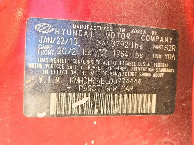 2013 HYUNDAI ELANTRA GLS  