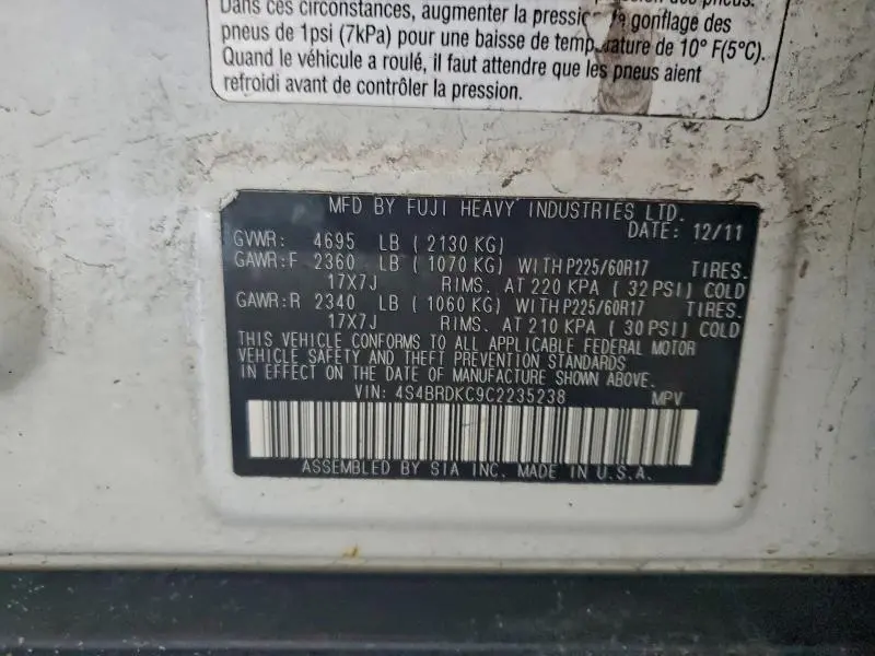 2012 SUBARU OUTBACK 3.6R LIMITED  