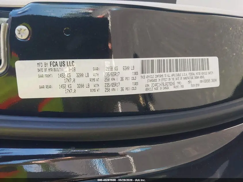 2018 CHRYSLER PACIFICA HYBRID TOURING PLUS
