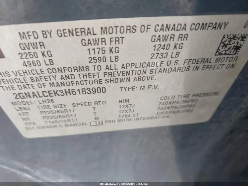 2017 CHEVROLET EQUINOX LT