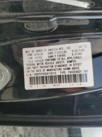 2012 HONDA ACCORD SE  