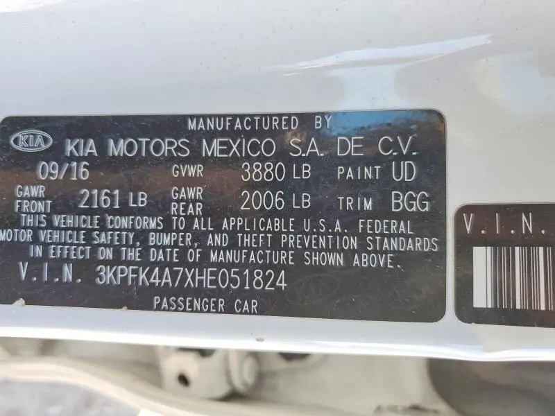 2017 KIA FORTE LX  