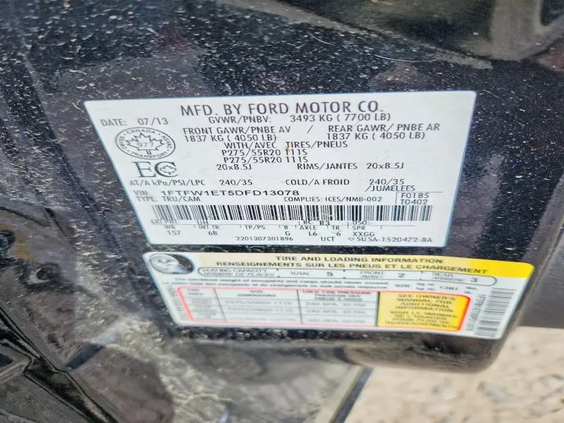 2013 FORD F150 SUPERCREW  