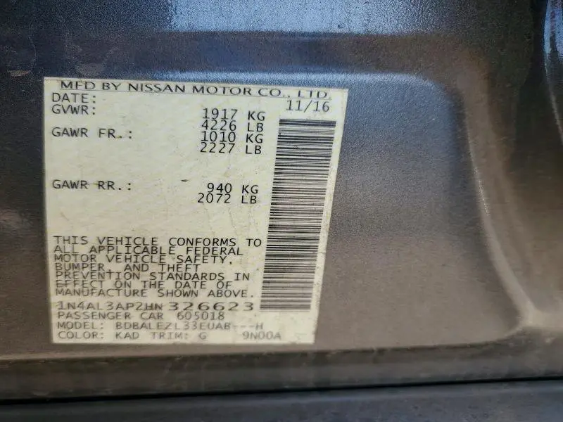 2017 NISSAN ALTIMA 2.5 S  