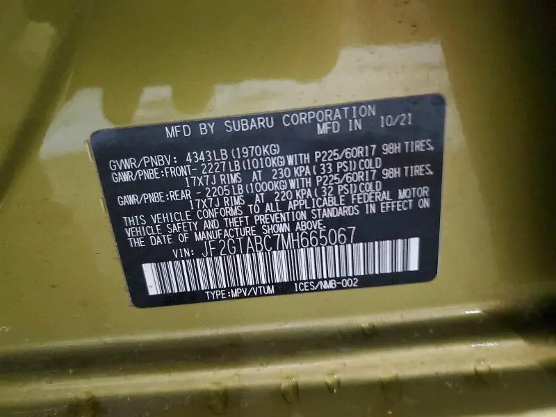 2021 SUBARU CROSSTREK   