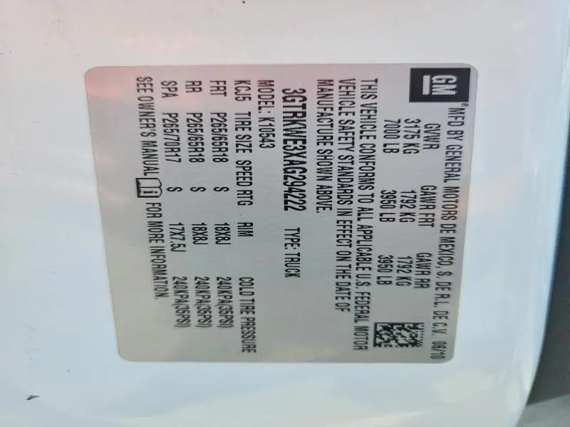 2010 GMC SIERRA K1500 SLT  