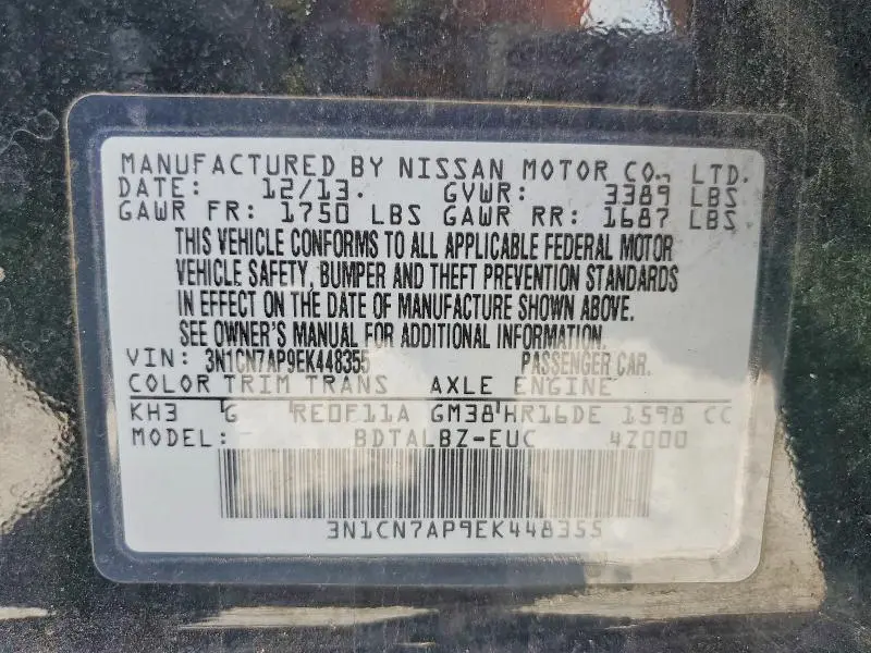 2014 NISSAN VERSA 1.6 SV  