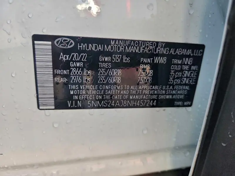 2022 HYUNDAI SANTA FE SEL  