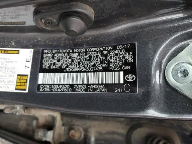 2017 TOYOTA PRIUS PRIME   