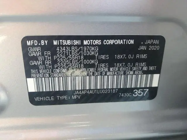 2020 MITSUBISHI OUTLANDER SPORT SE  