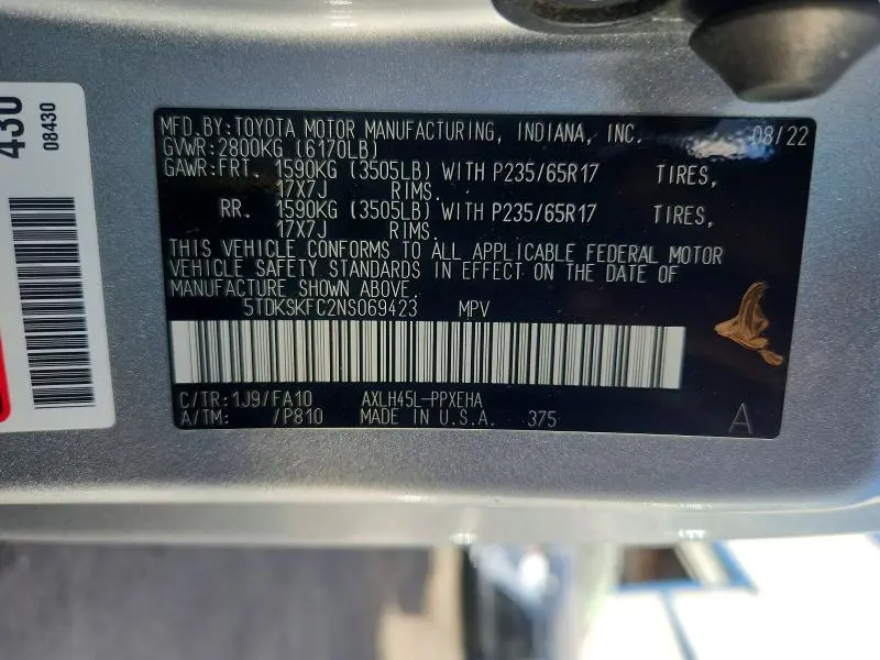 2022 TOYOTA SIENNA LE  
