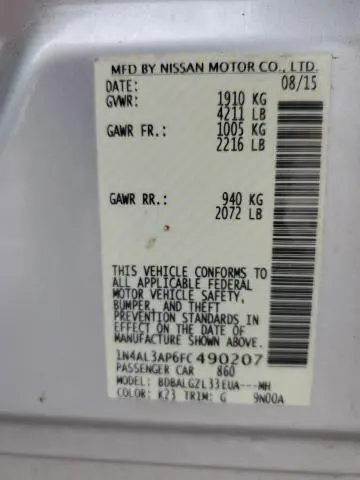 2015 NISSAN ALTIMA 2.5  