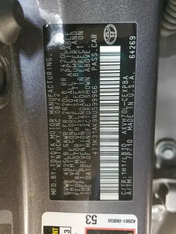 2022 TOYOTA CAMRY XSE  