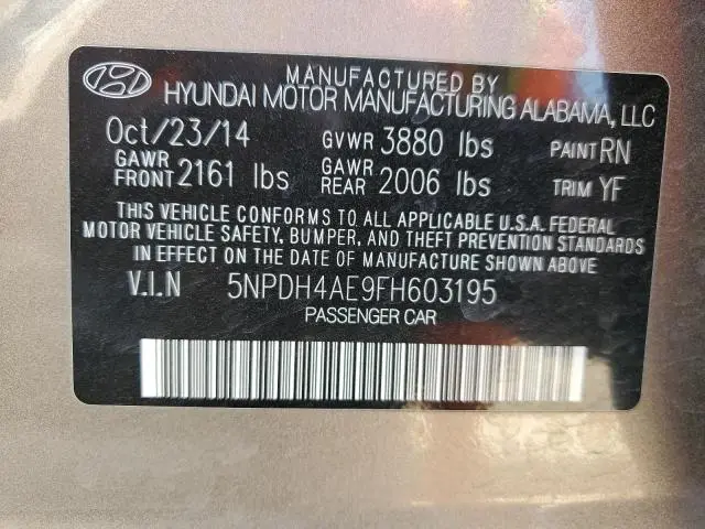 2015 HYUNDAI ELANTRA SE  