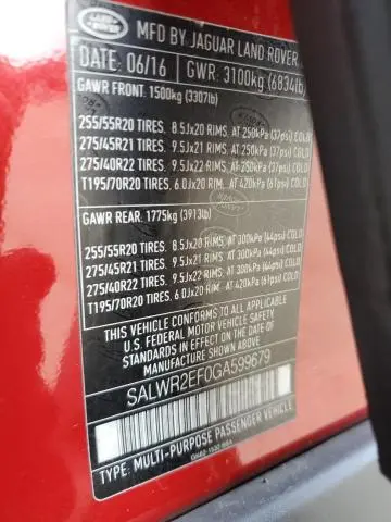 2016 LAND ROVER RANGE ROVER SPORT SC  