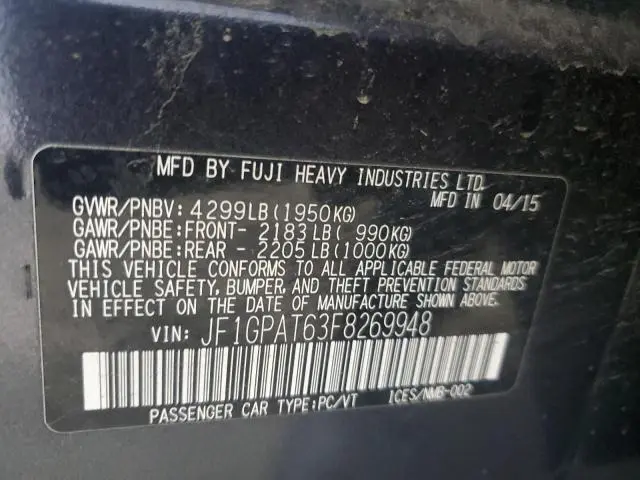 2015 SUBARU IMPREZA SPORT  