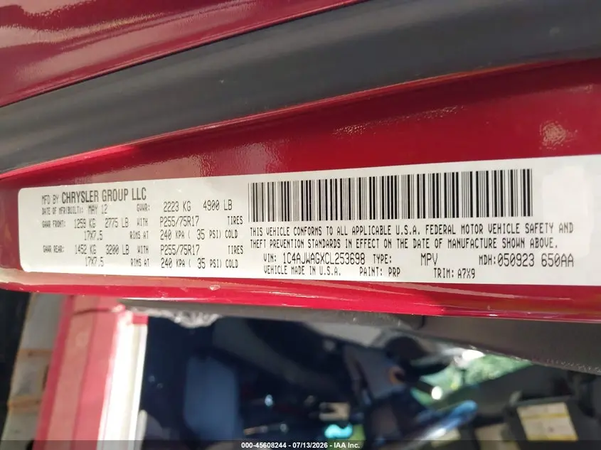 2012 JEEP WRANGLER SPORT