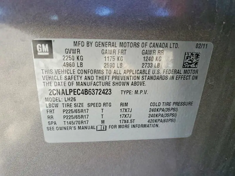 2011 CHEVROLET EQUINOX LT  