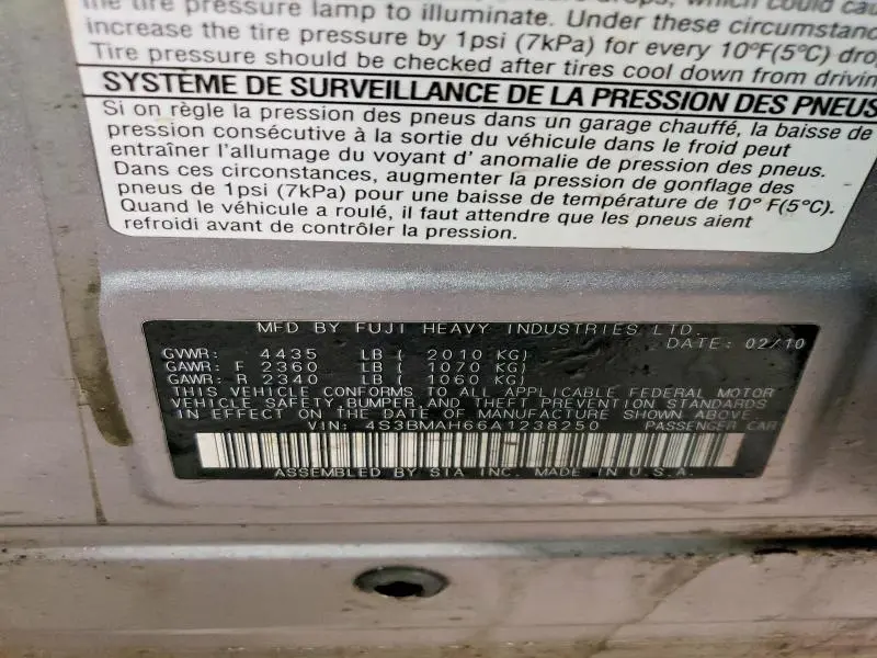 2010 SUBARU LEGACY 2.5I PREMIUM  