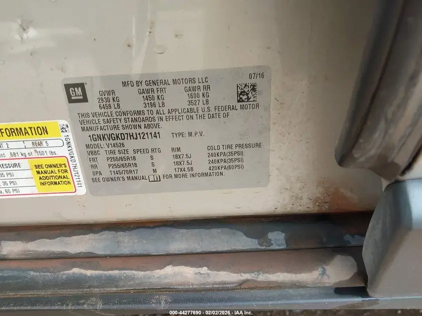 2017 CHEVROLET TRAVERSE 1LT