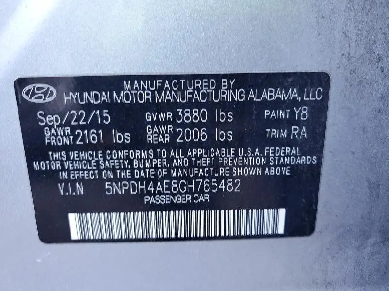2016 HYUNDAI ELANTRA SE  