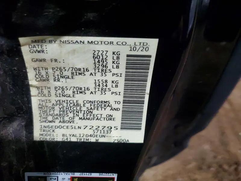 2020 NISSAN FRONTIER S  