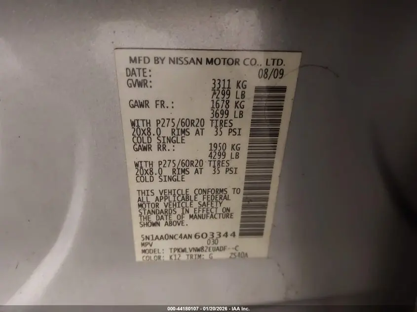2010 NISSAN ARMADA TITANIUM