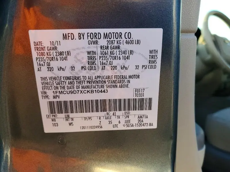 2012 FORD ESCAPE XLT  