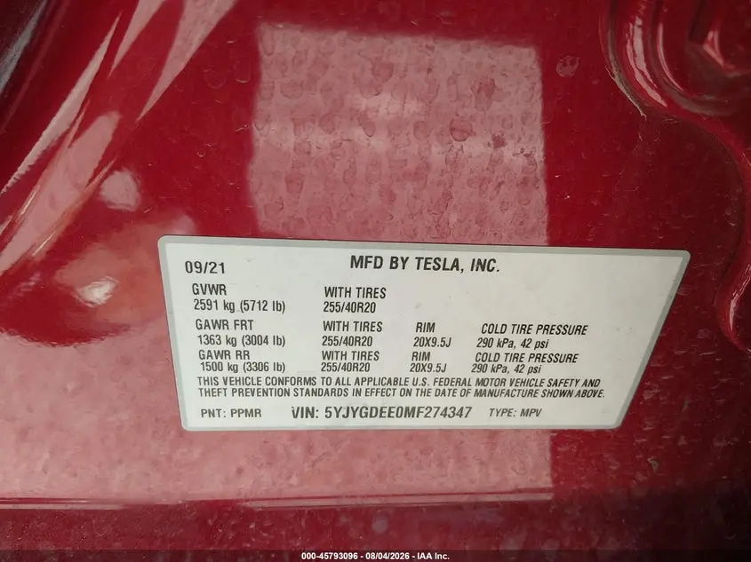 2021 TESLA MODEL Y LONG RANGE DUAL MOTOR ALL-WHEEL DRIVE