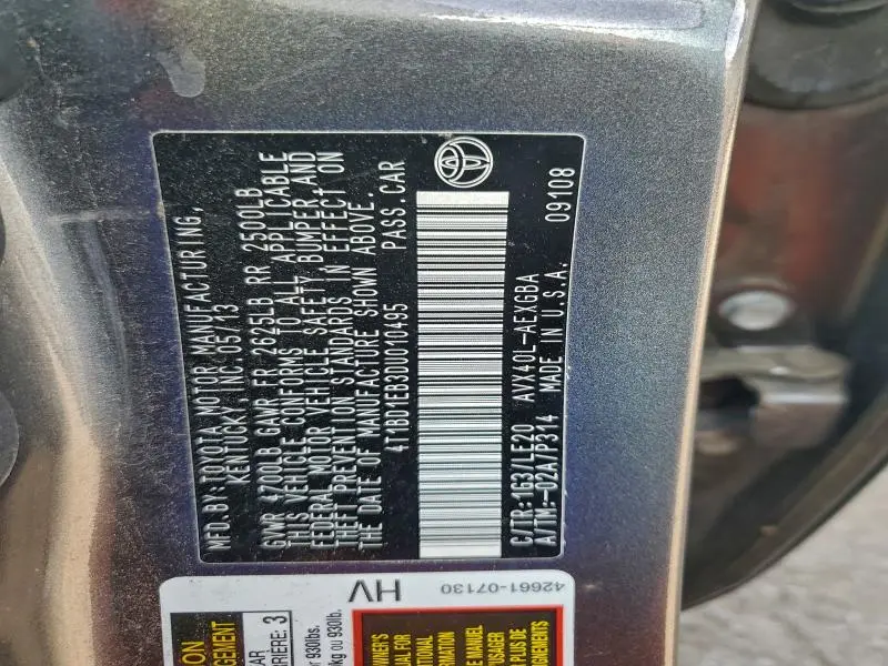 2013 TOYOTA AVALON HYBRID  