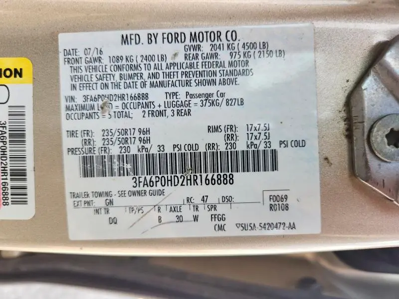 2017 FORD FUSION SE  