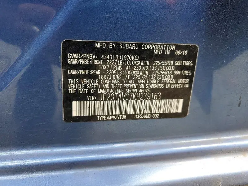 2019 SUBARU CROSSTREK LIMITED  