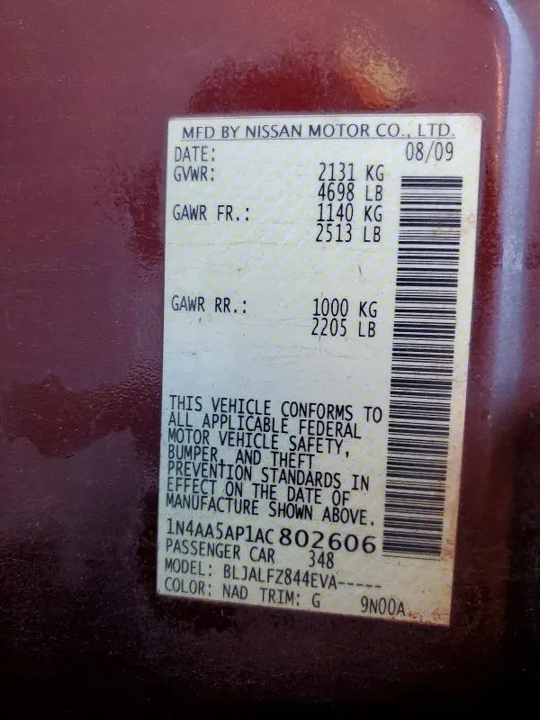 2010 NISSAN MAXIMA 3.5 S  