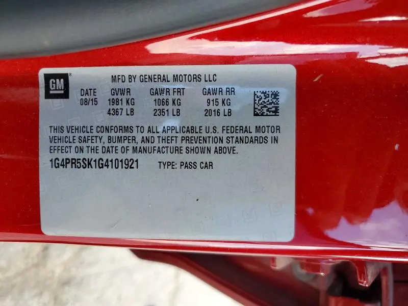 2016 BUICK VERANO CONVENIENCE  