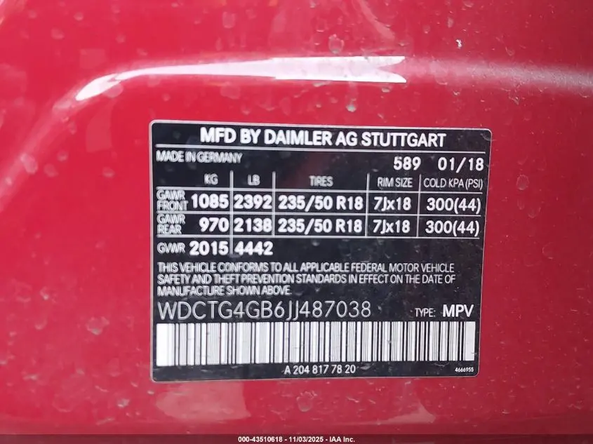 2018 MERCEDES-BENZ GLA 250 4MATIC