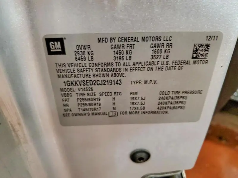 2012 GMC ACADIA SLT-2  