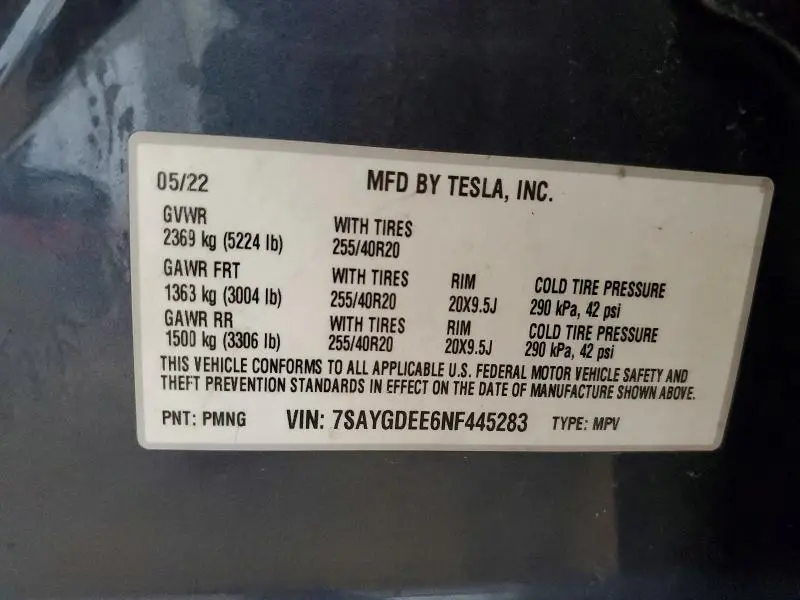2022 TESLA MODEL Y   