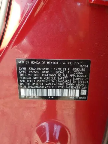 2015 HONDA FIT LX