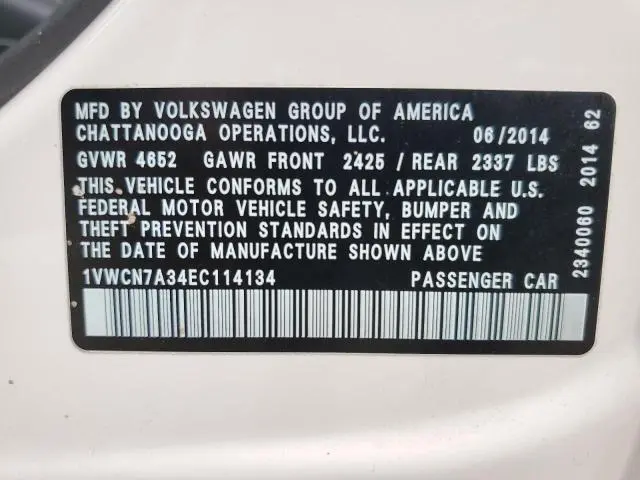 2014 VOLKSWAGEN PASSAT SEL  