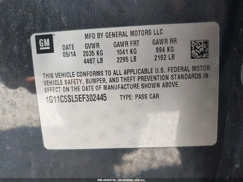 2014 CHEVROLET MALIBU 1LT